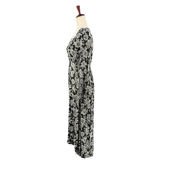 Billabong Allegra Floral Maxi Button Down Dress Womens S Black White Rayon - Picture 4 of 16